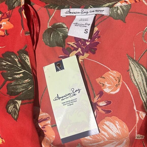 NWT American Rag Womens Coral Cie Floral Tie Front Long‎ Sleeve Crop Top Small - Picture 4 of 8